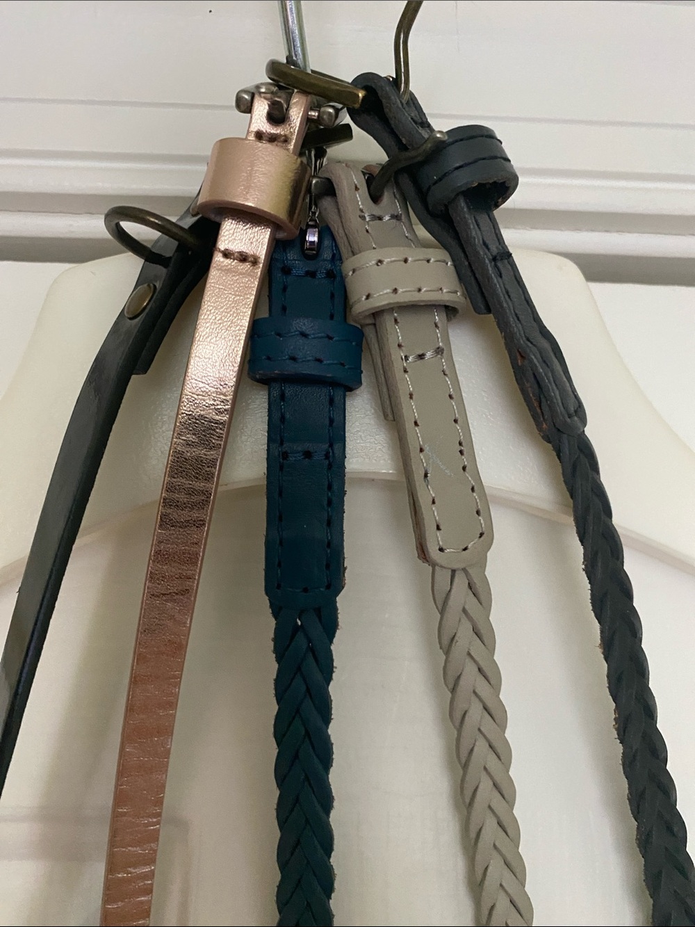 5 Leather Braided and Metallic Strap Women’s Belt Set - S/M (lengths in photo)
